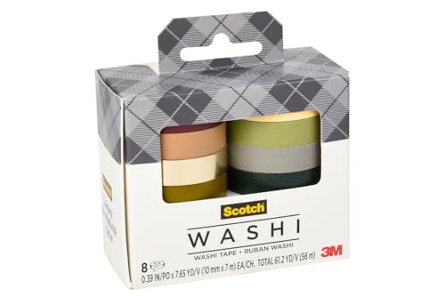 Image of Scotch Washi Tape, Solid Earth Design, 8 Rolls, Great for Bullet Journaling, Scrapbooking and DIY Decor (C1017-8-SOL3)