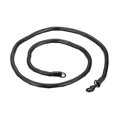 PAMTIER Round Snake Necklace for Men Stainless Steel Rock Hip Hop Chain Jewelry Width 4mm Black 60cm Cover