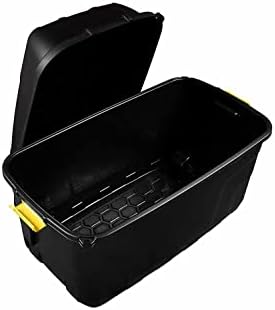 Strata 175 Litre Heavy Duty Plastic Storage Trunk On Wheels - Black with Yellow Clip Handle and Made from Strong Plastic, 94 cm x 52 cm x 56 cm 1 Box (Black)