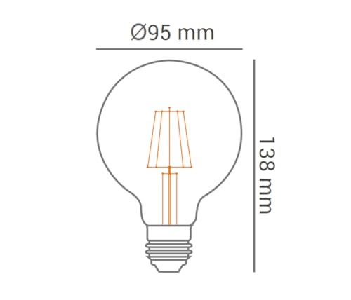 Kit 3 Lampada Filamento De Led G95 Retro Vintage E27 Bivolt Ambar Branco Quente 2200k