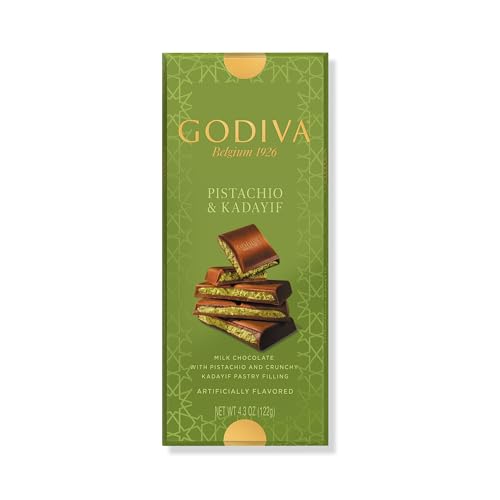 Godiva Dubai Style Milk Chocolate Bar, Gourmet Chocolate with Creamy Pistachio Filling & Crispy...