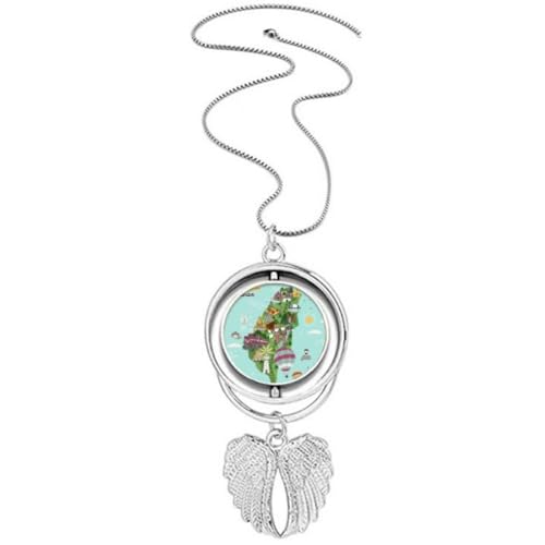 Pendentif carte de Taïwan en acier anti-allergique, bijou ailes d'ange durable
