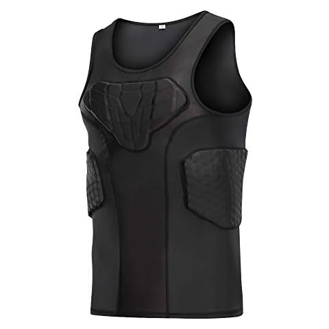 TUOY Padded Rib Protector Shirt Padded Shirt Sleeveless for Football Baseball Cover