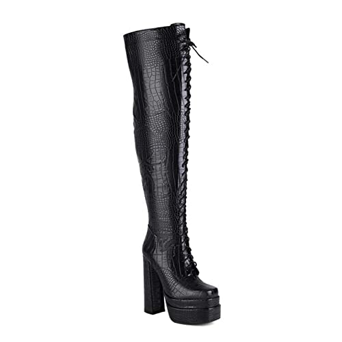 Bottes au-dessus du genou avec sangles et talons super hauts 15cm
