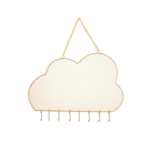 zaoalife Metal Wall Jewelry Organizer, Hanging Earring Display Stand, Decorative Cloud Shape Jewelry Display Rack with Hooks for Earrings Necklace Bracelet(Gold)