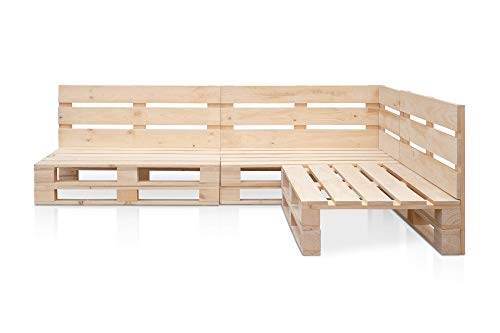 SUENOSZZZ-ESPECIALISTAS DEL DESCANSO 3 Sofas PALETS Madera para Jardin sin Barniz, Sillón Palet sin Cojines. Palets Europeos con Respaldo y Asiento, Sofás para Patio, Palet Chill out - imagen 2