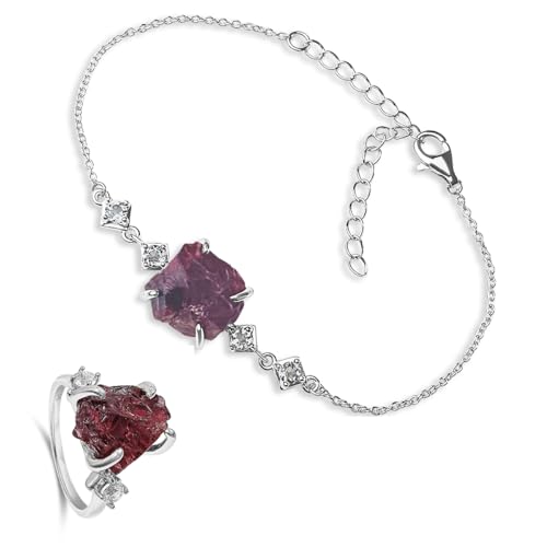 real raw garnet chain bracelet and ring...