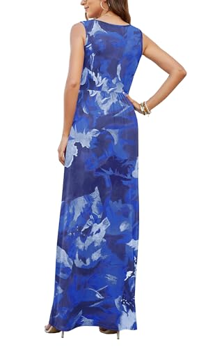 Image of AUSELILY Maxi Dresses for Women Summer Casual Sleeveless V Neck Wrap Dress | Sleeveless Long maxi dress with wrap V neck & side pockets, for formal cocktail, beach & casual daily wear
