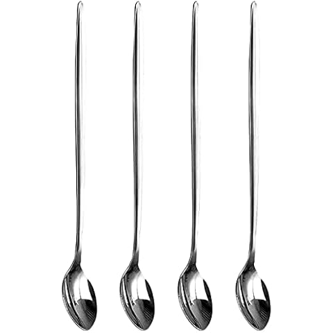 SKYTE® Pack of 4 Latte Spoons Long Handle Stainless Steel Spoon Ideal for Coffee Tea, Espresso,Hot Drinks 21Cm L Cover