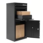 BIRCHTREE Large Parcel Drop Box with Lock & 2 Keys, 101cm Height, Secure Parcel Delivery Box, Weatherproof Outdoor Metal Parcel Box with Anti-Theft Design, Wall or Floor Mounted, Black