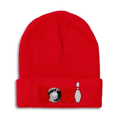 Speedy Pros Beanies for Men Bowl Bowling Skull Cap Winter Hats Women Acrylic One Size Red Design Only