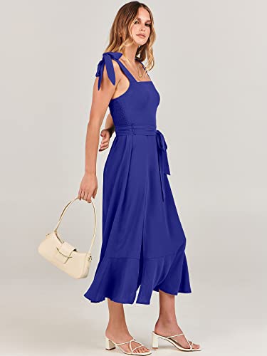 Image of ANRABESS Women's Square Neck Ruffle Split Midi Elegant Formal Wedding Guest Cocktail Bridesmaid Graduation Party Dresses