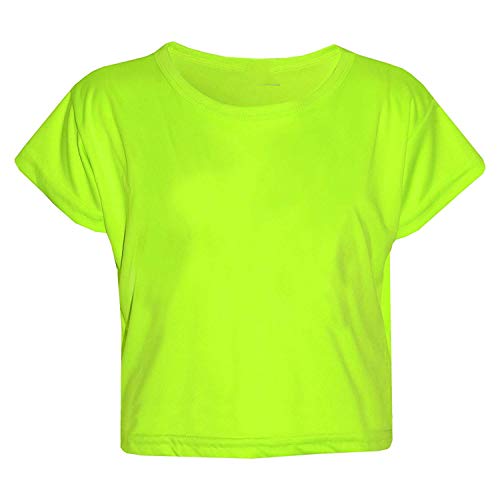 Image of Loxdonz Girls Basic Dance Crop Top Kids Plain Short Sleeve Crop T-Shirt Tees Top