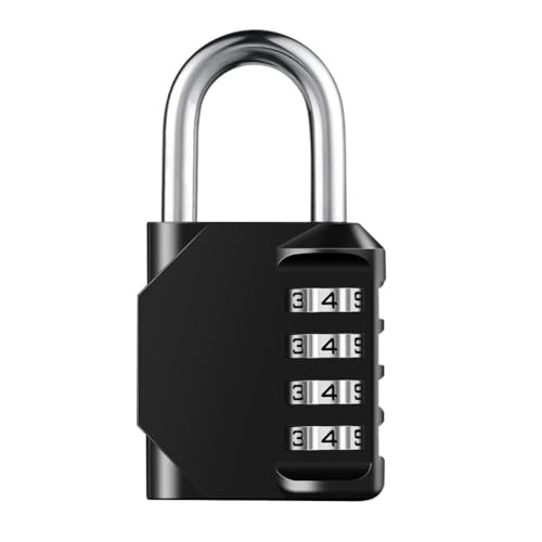 Image of Combination Padlock Locker Lock, 4 Digit Combo Lock for Locker, Gym, School, Luggage, Gate, Suitcase, Bike, Shed, Storage - Black