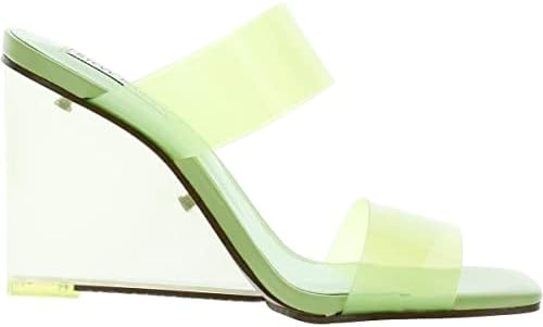 Steve Madden Women's Isa Double Banded Slip On Wedge Sandals, Lime Green, 9 M US | Image 1