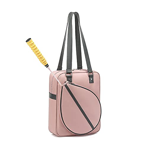Badminton Racket Bag, 2-in-1 Shoulder Bag for Women to Hold Badminton Racke Balls and Other Accessories Large Capacity Waterproof Dustproof Fashion Style Shopping Bag (Pink)