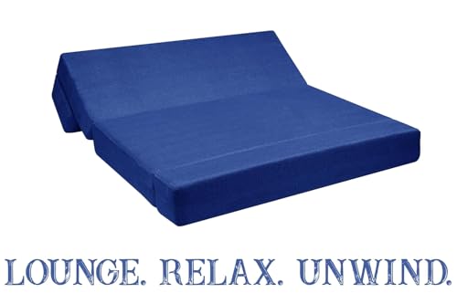 Image of Rosebell Foldable Sofa-Cum-Bed with Ottoman | 3-in-One Foldable Sofa, Lounger & Bed-5x6 Feet Three Seater- Perfect for Home & Office -Blue-Color