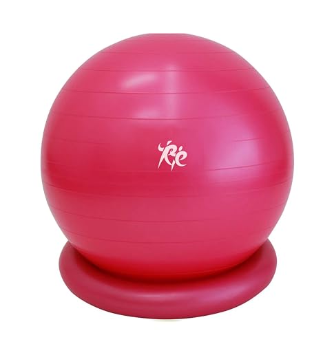 RE バランスボール 55cm 適正身長150～170cm 耐荷重300kg (固定リング ポンプ付) 体幹 エクササイス 椅子代わり 1年間商品保証 (ピンク)の商品画像（Amazon）