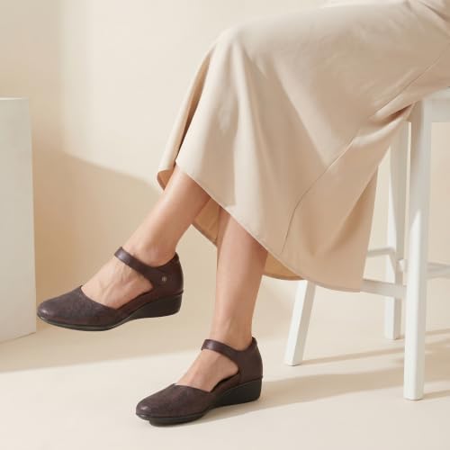 Image of Revere Osaka Mary-Jane Shoes for Women Orthopedic Perforated Wedge Flats with Arch Support, Comfortable Shoes for Medium & Wide Fit