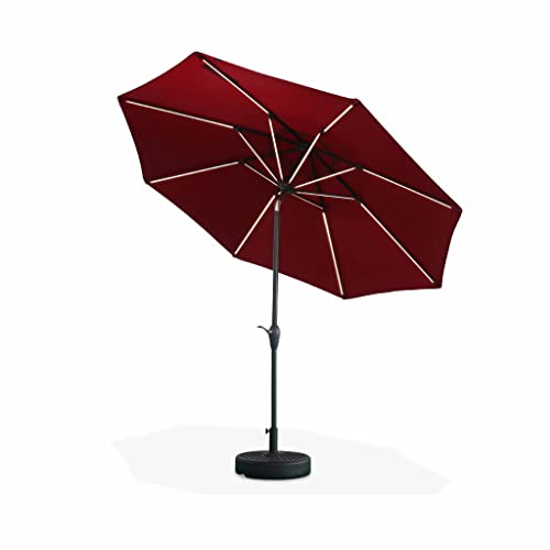 Ombrellone Palo Centrale Rotondo 2,7M Con Luce Led, Rosso - 3