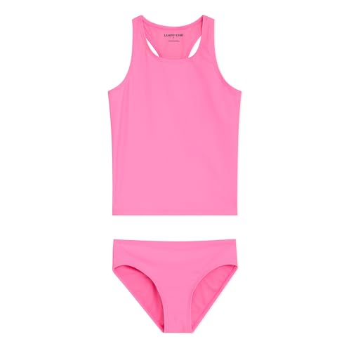 Image of Lands' End Girls' UPF 50+ Swim Bikini Bottom and Racerback Tankini Set