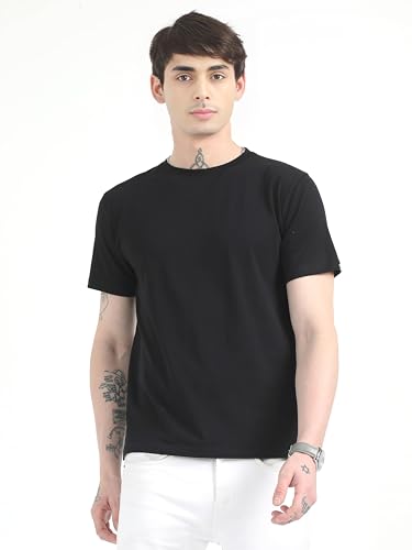 Image of Men's Plain Cotton Crew Neck T-Shirt Regular Fit Short Sleeve Tee