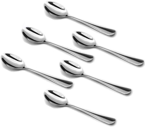 MOMENT 6 Pieces Small Spoons Teaspoons Set 6.2 inch Stainless Steel Tea Spoon Mirror Polished Mini Teaspoon Food Grade Silverware for Kitchen Dessert Eating Coffee Tea (15.7cm Silver)