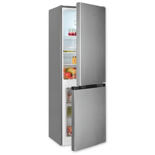 Exquisit Kühl-Gefrierkombination, Kühlschrank mit Gefrierfach, 4-Sterne-Gefrieren, 157 Liter, Schnellkühlen, KGC5231-60-E-050C inoxlook