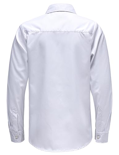 Boys Stretch Soft Dress Shirts Wrinkle Free Long Sleeve Button Down Shirts with Pockets for School Prom2