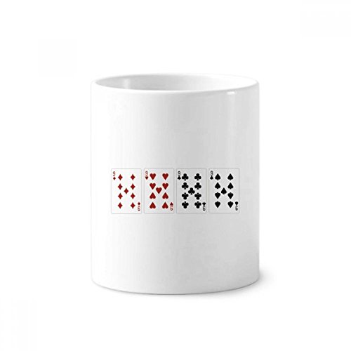 Porte-brosse à dents modèle en céramique blanche durable et robuste avec motif as de pique de 9.6cm