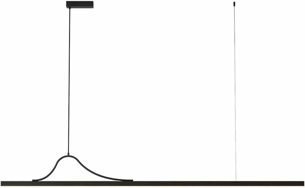 Lámpara colgante moderna LED lineal de metal negra para mesa de comedor larga