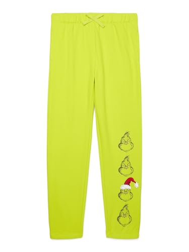 Dr. Seuss Grinch Faces Girls Fleece Joggers, Sizes 4-16