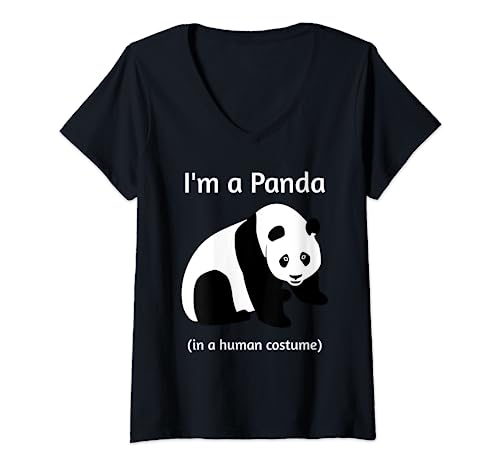 Novedad de Soy un panda disfrazado de humano Camiseta Cuello V