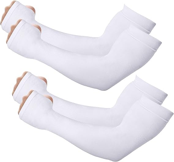 2 Paires Manchon Bras avec Trou du Pouce , Anti UV Protection UPF 50+ Manche de Bras, Cooling Sport Compression Arm Sleeves pour Homme Femme Running Cyclisme Basketball Adultes Tatouages Couvrants