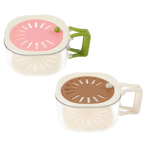 2Pcs Fruit Washing Bowl with Strainer 2 in 1 Draining and Preservation Basket Drain Colander Bowl Fruit Washer Drainer Container Set with Lid and Handle Vegetable Fruit Washing Draining Basket (2pcs)