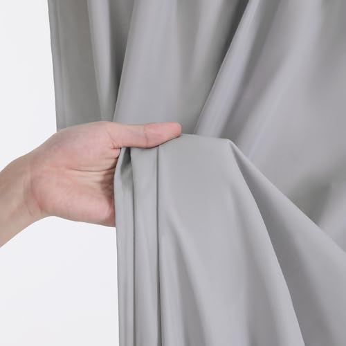 Image of Wedding Backdrop Curtains 2 Panel 5ft x 8ft Grey Polyester Backdrop Drapes for Birthday Party Decoration Ceremony Prom Stage Backdrop Curtain