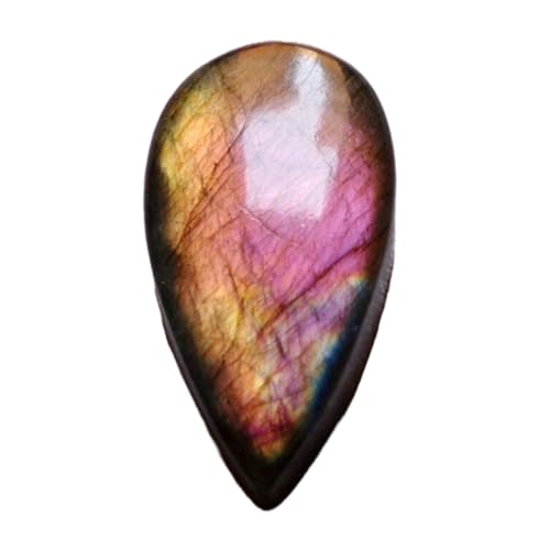 Labradorite violette cabochon poire 36x18x7mm, pierre gemme naturelle pour fabrication de bijoux DIY