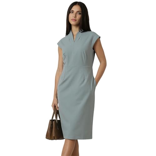 Image of Van Heusen Women's Regular Fit Half Sleeve Mid Thigh Length Sheath Dress