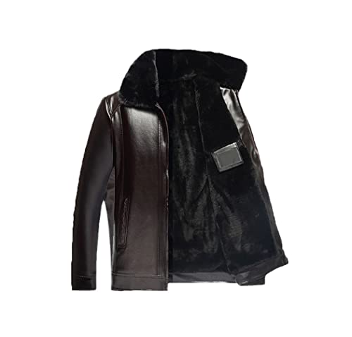 Blouson cuir pour hommes contre le froid veste hiver café S