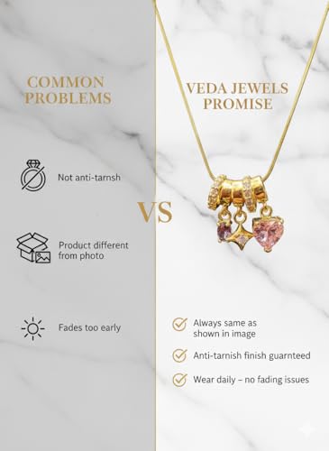 Image of Anti Tarnish Pendant Necklace for Women | Gold Plated Multi Stone Locket| 3 Stone Heart Charm Necklace