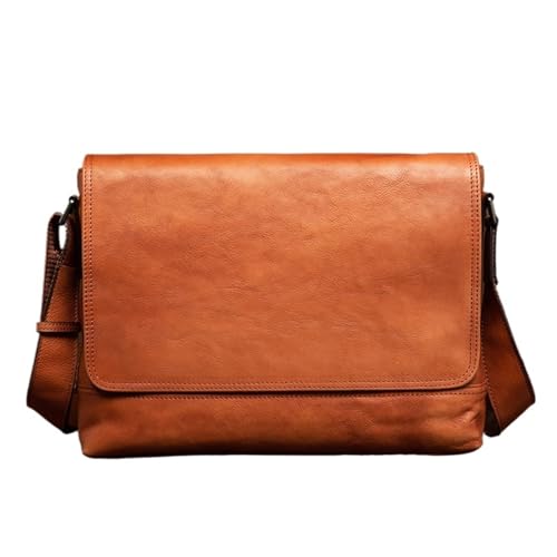 Sac messager en cuir tanné végétal retro pour homme chic