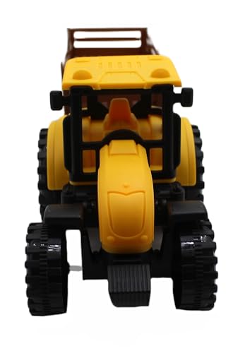 Image of Neokiddo Toys Friction Powered Trolley Farm Tractor Toy for Kids & Toddlers /Boys & Girls - Durable Push & Go Farm Vehicle for Ages 3+, Medium Size Farming Toy for Pretend Play & Outdoor Fun (Yellow)