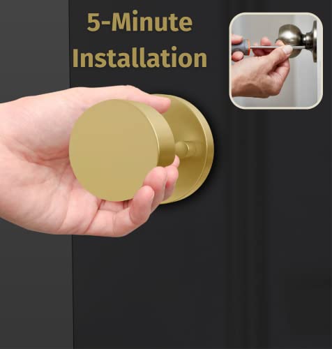 Mega Handles Privacy I Gold Door Knob For Hallway, Closet And Bathroom I Reversible Heavy Duty Design I Fits All Standard Door Sizes I Screws Included - Satin Brass (1 Pack) #TOP4