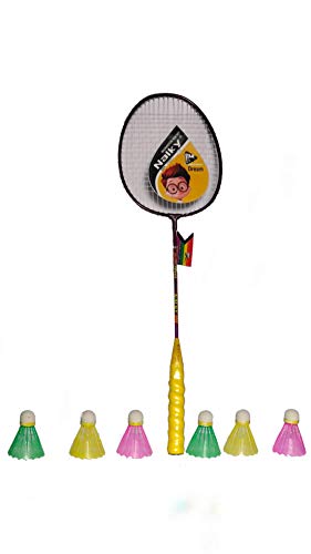Image of Nalky Badminton Racket Set of 2 Pieces with 6 Colorfull Suttle.