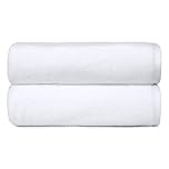 Amazon Basics Bath Towels, 100% Cotton Quick Dry Towel Set, Soft and Absorbent, 70 x 140 cm, White, 2-Pack