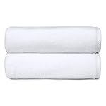 Amazon basics 2 piece Lightweight quick-dry bath towel, 100% cotton, White, 54" x 30"