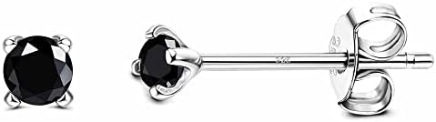 Roheafer 925 Sterling Silver Cubic Zirconia Stud Earrings for Women Men, 2mm Tiny Long Post Aurora Rainbow Earrings Platinum/Gold/Rose Gold Plated Tiny CZ Studs earrings Hypoallergenic