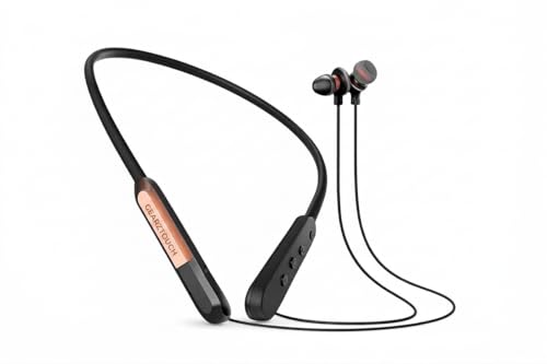 Image of Switch P'R'O Bluetooth Neckband with 60H Playtime, ENC & Passive Noise Cancellation, BT 5.3, Deep Bass Subwoofer, Fast Type-C Charging, Magnetic Metal Earbuds, HD Mic, IPX5- Black