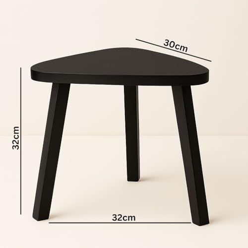 SBF Furniture Mini Triangle Side Table, 32 cm, Matte Finish, Modern Minimalist Design, 3 Angled Legs (Black1)