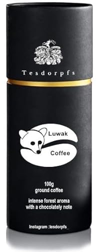 Tesdorpfs 100% Kopi Luwak Arabica Kaffee | City Roast Civet Coffee 100g | Kaffeebohnen oder gemahlen | Kaffeespezialität als Geschenk für Kaffeeliebhaber von Tesdorpf (Gemahlen)